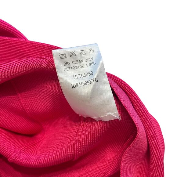 Hervé Léger Fuchsia Bandage Dress XS Deep V Bodycon Mini Clubwear Cocktail - Picture 11 of 14
